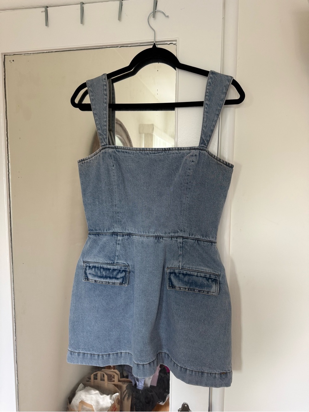 Amanda Uprichard Light Blue Denim Romper Mini Dress
